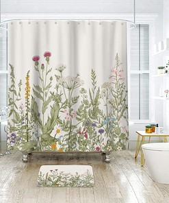 Blossom into Spring with Wildflower Botanical Shower Curtain for Sage Green Bathroom Decor