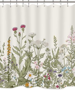 Blossom into Spring with Wildflower Botanical Shower Curtain for Sage Green Bathroom Decor