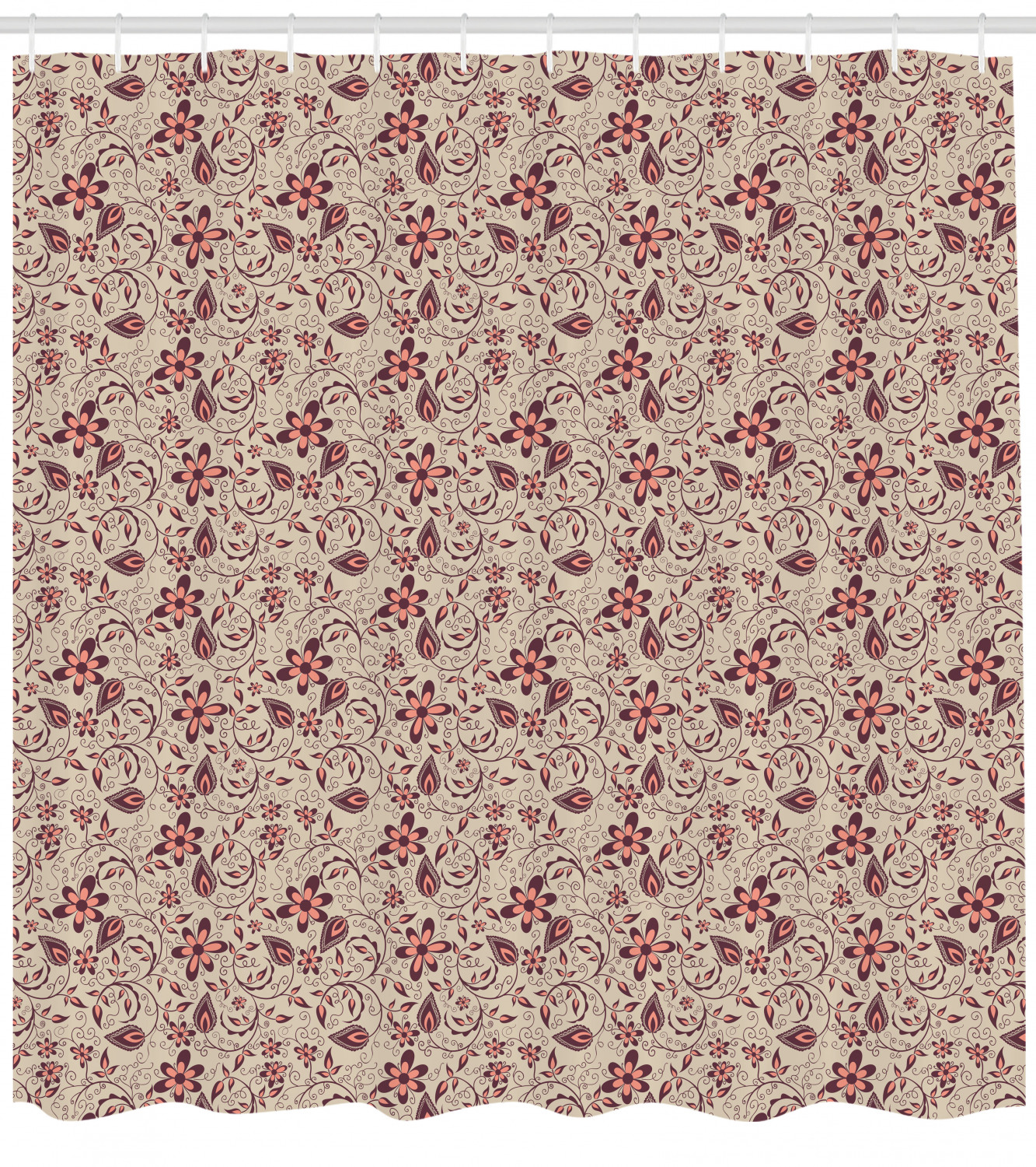 Blossoming Spring Retro Floral Shower Curtain, Create A Retro Bathroom Atmosphere
