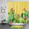 Blossoming Watercolor Cactus Succulent Flowers Shower Curtain for Your Nature Bathroom