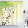 Blossoms Ladybugs Spring Print Floral Shower Curtain, Add A Playful Touch To Your Bathroom 