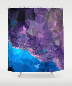 Blue Abstract Galaxy Pattern Polygon Purple Shower Curtain Art for Modern Bathroom Decor