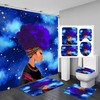 Blue Accented African American Shower Curtain With Dreamy Black Girl For Inspiring Bathroom Decor