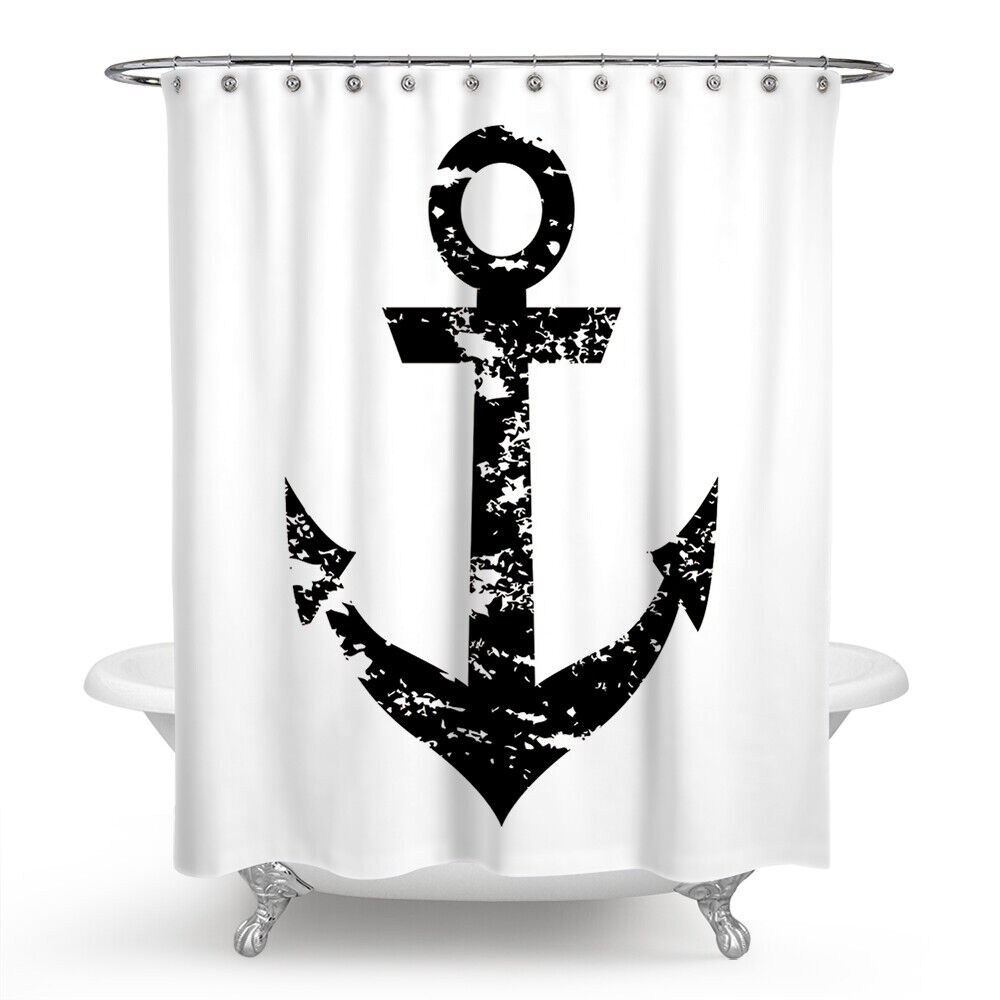 Blue Anchor Design Fabric Shower Curtain For Bathroom - Image 2