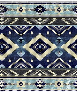 Blue And Beige Southwest Native American Shower Curtain