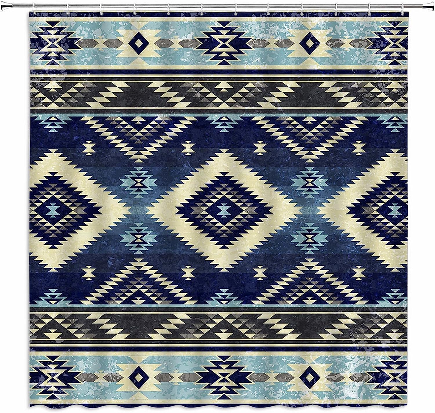 Blue And Beige Southwest Native American Shower Curtain