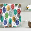 Blue And Green Colorful Leaves Shower Curtain For Botanical Tropical Bathroom Decor