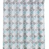 Blue And Grey Waterproof Geometric Fabric Shower Curtain For Easy Maintenance