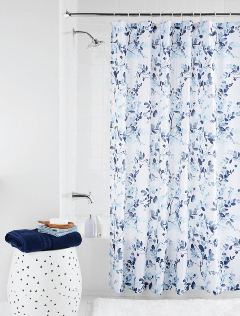 Blue And White Botanical Watercolor Print Flower Shower Curtain For A Soft And Elegant Look