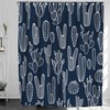Blue And White Cactus Shower Curtain With Botanical Desert Plant Fabric Print
