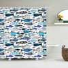 Blue And White Japanese Style Fish Print Shower Curtain For Underwater Theme Bathroom Decor