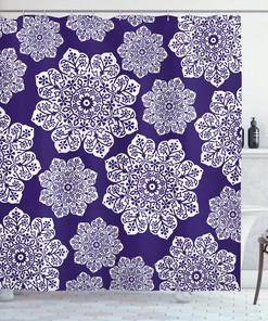 Blue And White Lace Snowflake Print Shower Curtain For A Delicate Look