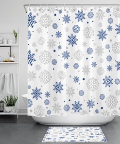 Blue And White Merry Christmas Snowflake Shower Curtain For A Festive Touch