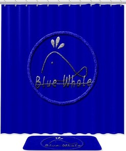 Blue And Yellow Mushroom Bathroom Set With Waterproof Fabric Shower Curtain