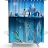 Blue Antarctic Glacier Penguin Shower Curtain For Arctic Bathroom Decor