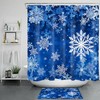 Blue Background Snowflake Winter Shower Curtain for Bathroom Decor 