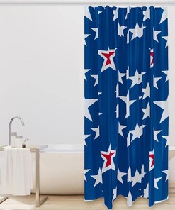 Blue Background Stars Pattern Decorative Shower Curtain for Bathroom