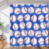 Blue Baseball Shower Curtain for Boys Bathroom Fabric Sports Theme Home Decor 