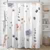 Blue Beige Watercolor Floral Shower Curtain With Modern Minimalist Design, Waterproof Fabric, Perfect For Your Bathroom