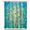 Blue Bird Tree Shower Curtain With Happy Flowers And Butterflies Print, Home Decor