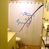 Blue Birds And Nature Tree Branch Shower Curtain For Bathroom Decoration