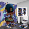 Blue Black Girl Shower Curtain And Accessories Set