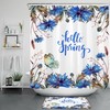 Blue Blossom Botanical Butterfly Shower Curtain For Springtime Freshness