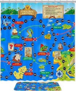 Blue Board Game Waterproof Shower Curtain For A Casual And Fun Bathroom