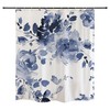 Blue Botanical Floral Shower Curtain Modern Abstract Ink Watercolor Bathroom Decor