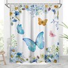 Blue Butterfly Shower Curtain With Watercolor Flower Floral Monarch Spring Butterflies