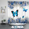 Blue Butterfly Shower Curtain with Botanical Flowers for a Calming and Fresh Bathroom Decor