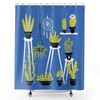 Blue Cactus Lover Shower Curtain Plant Print for Plant Bathroom Decor