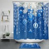 Blue Christmas Balls And Snowflakes Print Shower Curtain For Festive Bathroom Decor