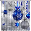 Blue Christmas Balls Shower Curtain, Fantasy Snowflake Winter Holiday Xmas Background Fabric - Edomgnih