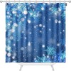 Blue Christmas Night Sky and Falling Snow Shower Curtain Abstract Snowflake Background Bathroom Decor Waterproof Fabric