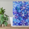 Blue Christmas Snowflake in White Shower Curtain for Rustic Farmhouse Bathroom Decor Fabric