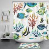 Blue Coral Underwater Tropical Fish Ocean Print Shower Curtain for Bathroom