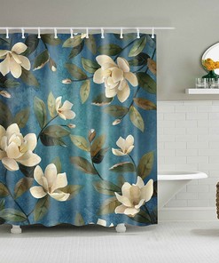Blue Daisy Floral Shower Curtain - Chic and Elegant Bathroom Decor with Spring and Summer Flowers