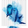 Blue Dolphins Watercolor Two Shower Curtain for Bathroom Decor 