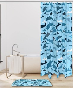 Blue Dolphins Waterproof Shower Curtain - Ocean-Themed Bathroom Decor