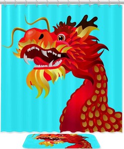 Blue Dragon Waterproof Shower Curtain For A Bold And Serene Bathroom
