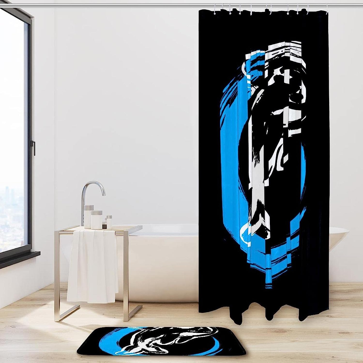 Blue Dragonfly Shower Curtain Mat For Nature Lovers Bathroom Decor - Image 2