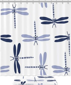 Blue Dragonfly Shower Curtain To Add A Pop Of Color To Your Bathroom