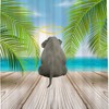 Blue Elephant Shower Curtain - Cute Elephant on Board with Palm Leaves - Waterproof Washable Bathroom Decor
