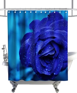 Blue Enchantress Theme Shower Curtain with Romantic Rose Flowers, Highly Durable and Waterproof for Your Bathroom Decor