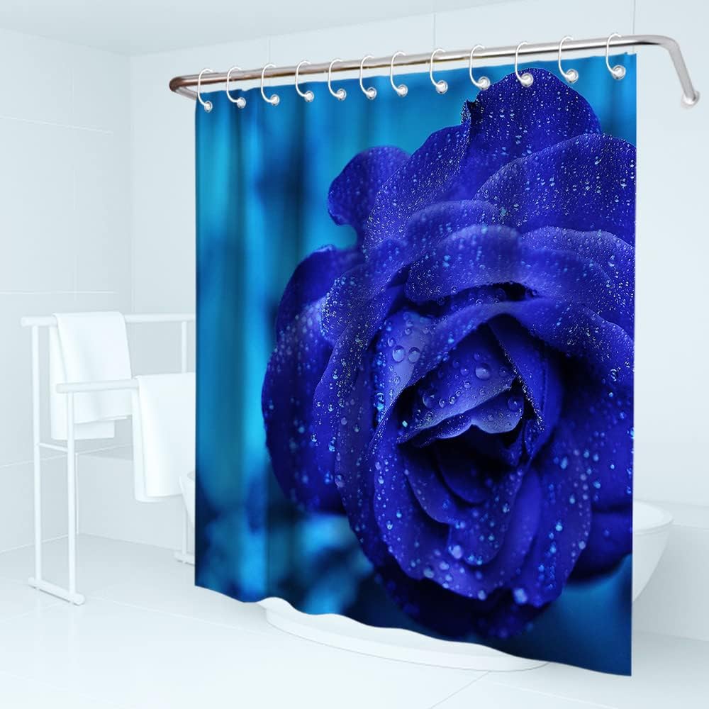 Blue Enchantress Theme Shower Curtain with Romantic Rose Flowers, Highly Durable and Waterproof for Your Bathroom Decor