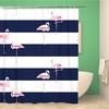 Blue Flamingo And Navy Stripes Shower Curtain With Elegance