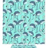 Blue Flamingo Patterns Shower Curtain, Waterproof Fabric Bathroom Decor