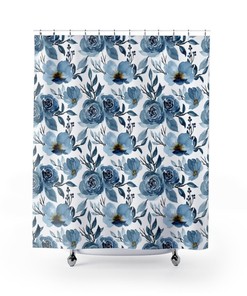 Blue Floral Shower Curtain With Home Decor And Nature Design