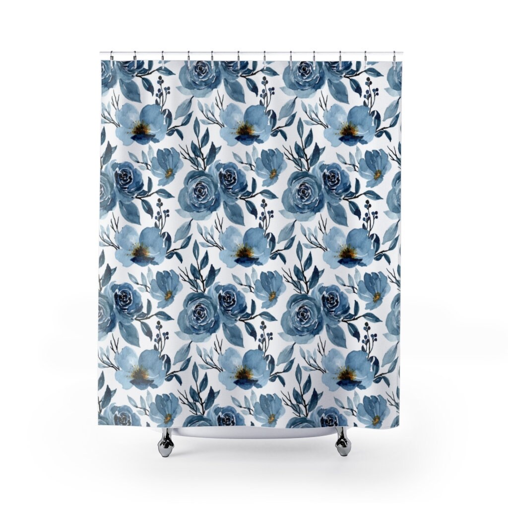 Blue Floral Shower Curtain With Home Decor And Nature Design